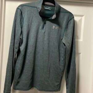 Under Armour Men’s Small heat gear green Heather 3/4 zip sweater